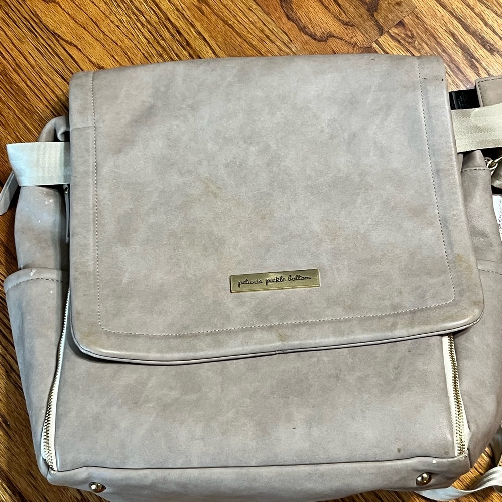Petunia Pickle Bottom Boxy Backpack in Grey Matte Leatherette